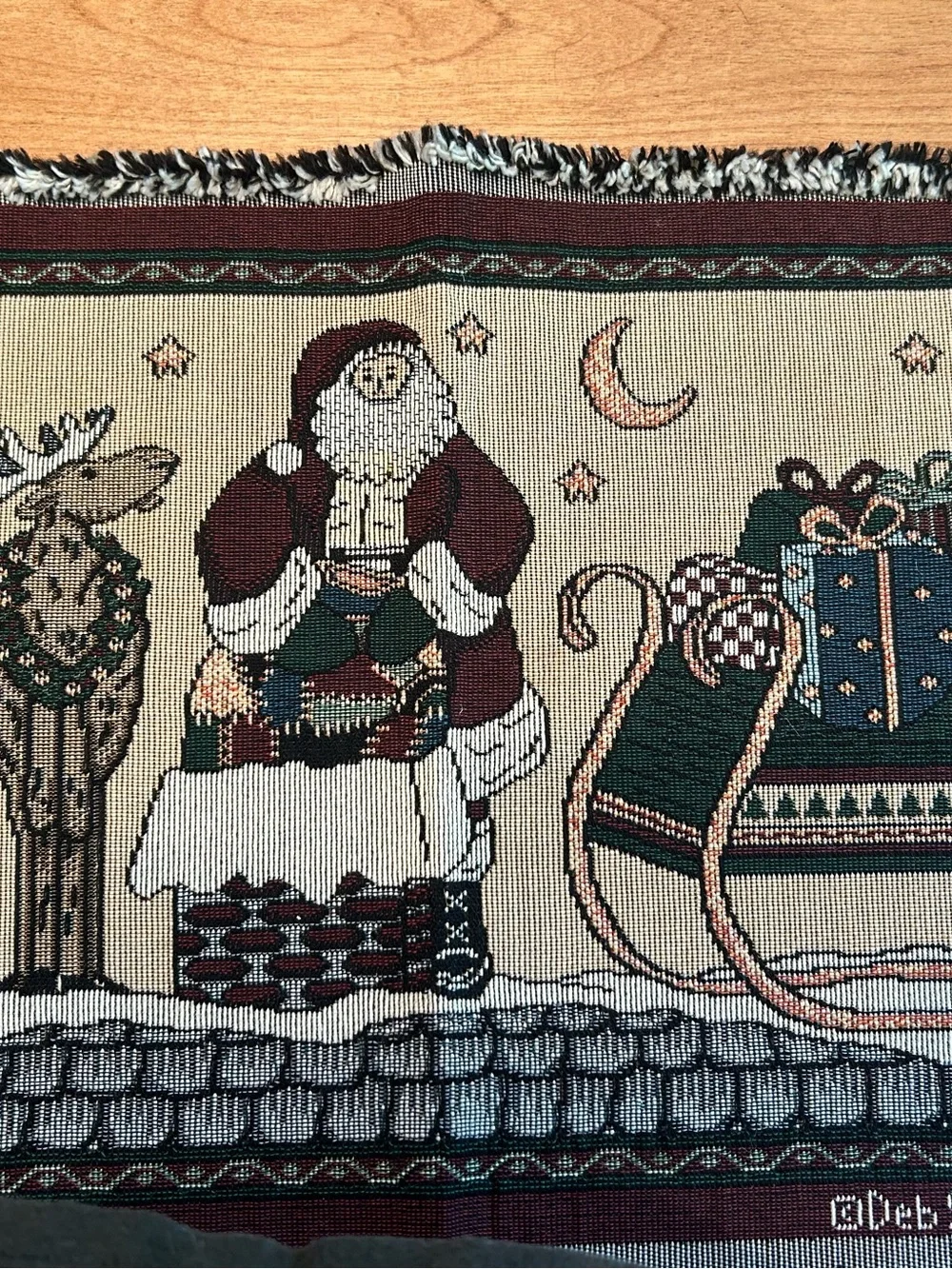 Tapestry table runner and placemat bundle Christmas country Folk Art